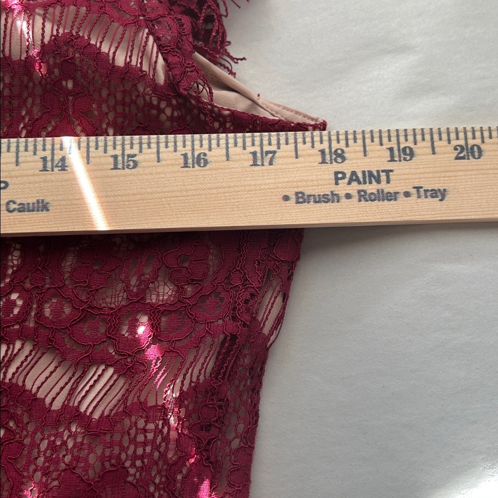 Maeve Anthropologie Burgundy Lace Peplum Cocktail Dress Size‎ M Romantic Evening - Picture 4 of 7